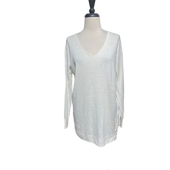 J. Crew Long Sleeve White Linen Tunic Sweater Size Small NWT - Picture 1 of 6